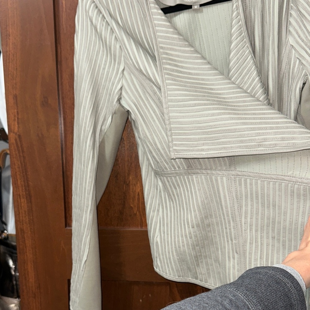 My Tribe Light Gray Draped Leather Jacket - Picture 8 of 16